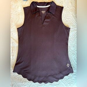 Jofit Collared Golf Polo with scalloped hem Black, M